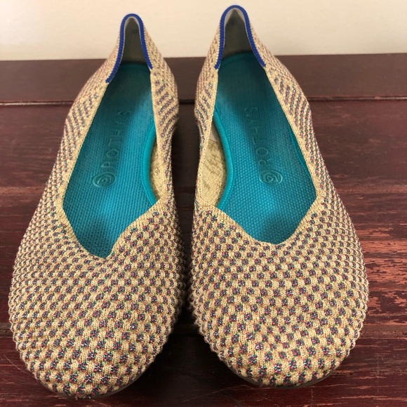 Rothy's Captor Round Toe Flats in Gold/Pink and Turquoise Size 10 - Picture 4 of 10